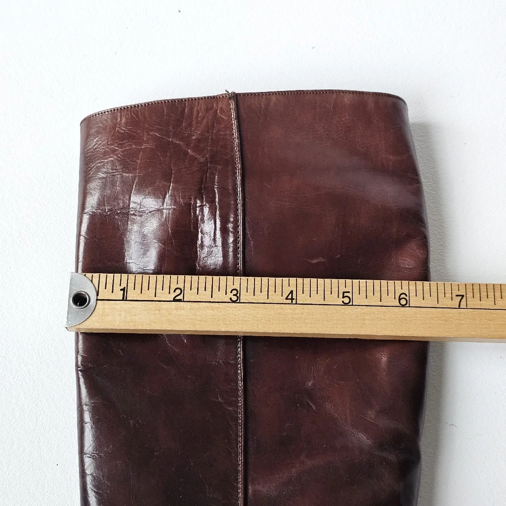 Vintage Salvatore Ferragamo Tall Leather Boots Cognac Brown Riding Italy 7.5 B